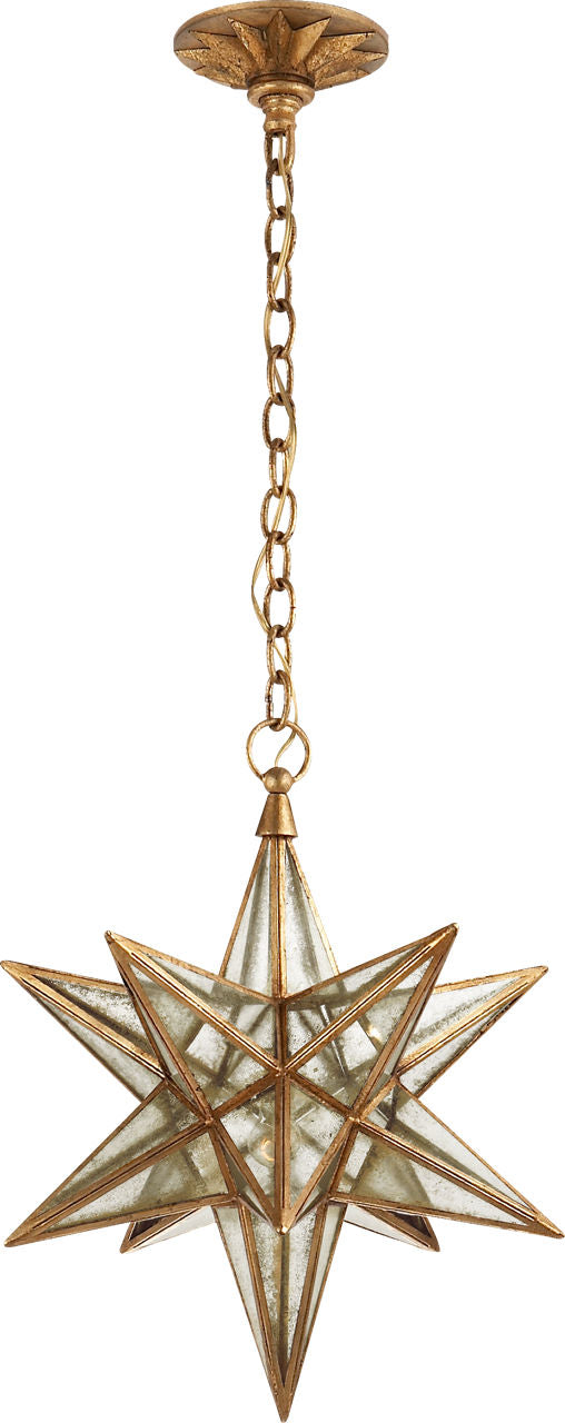 Moravian Medium Star Lantern | Gilded Iron | Antique Mirror