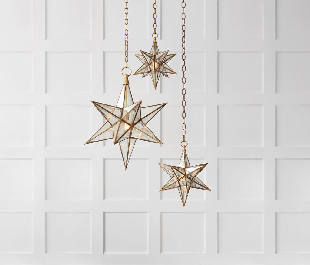 Moravian Medium Star Lantern | Gilded Iron | Antique Mirror