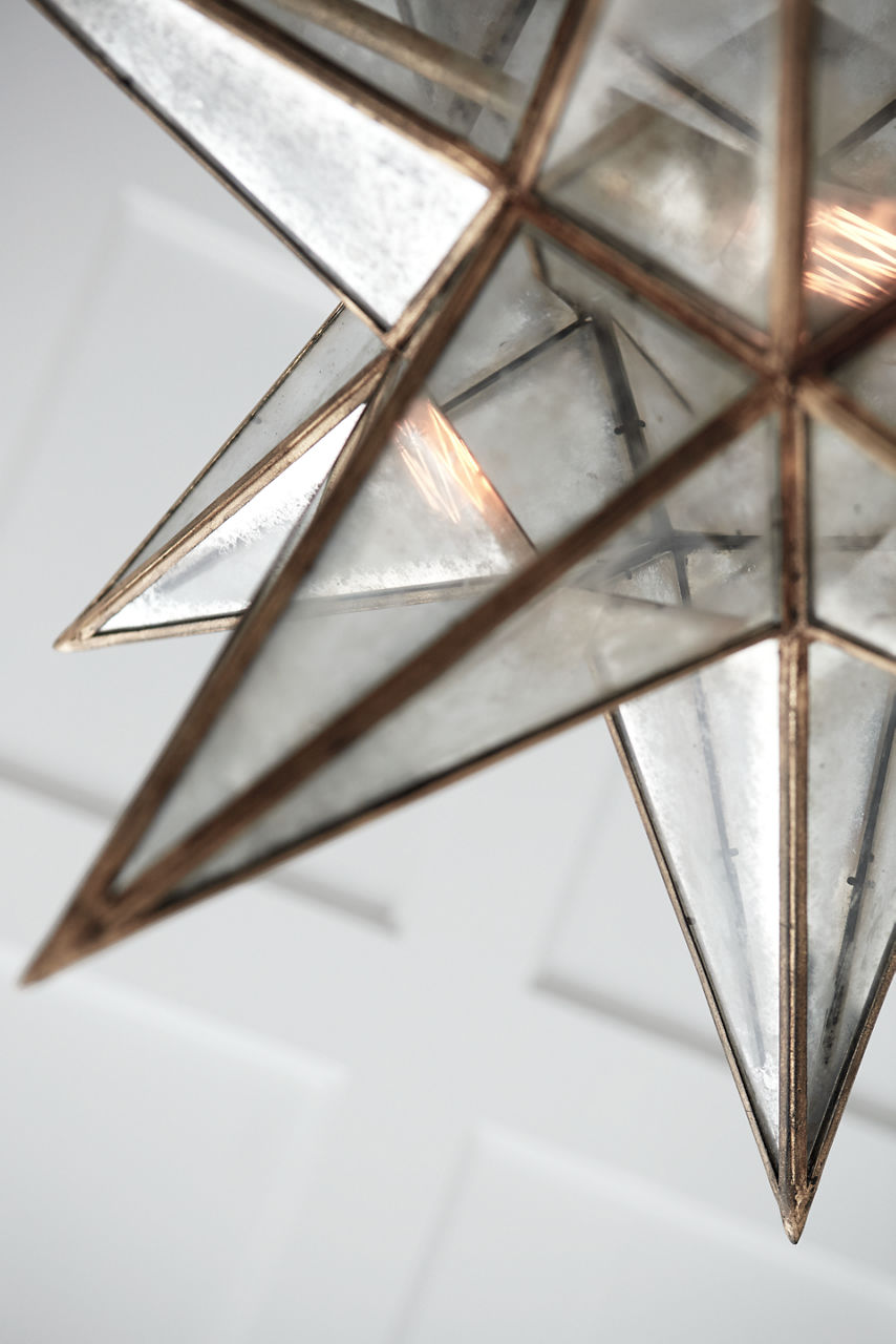 Moravian Medium Star Lantern | Gilded Iron | Antique Mirror