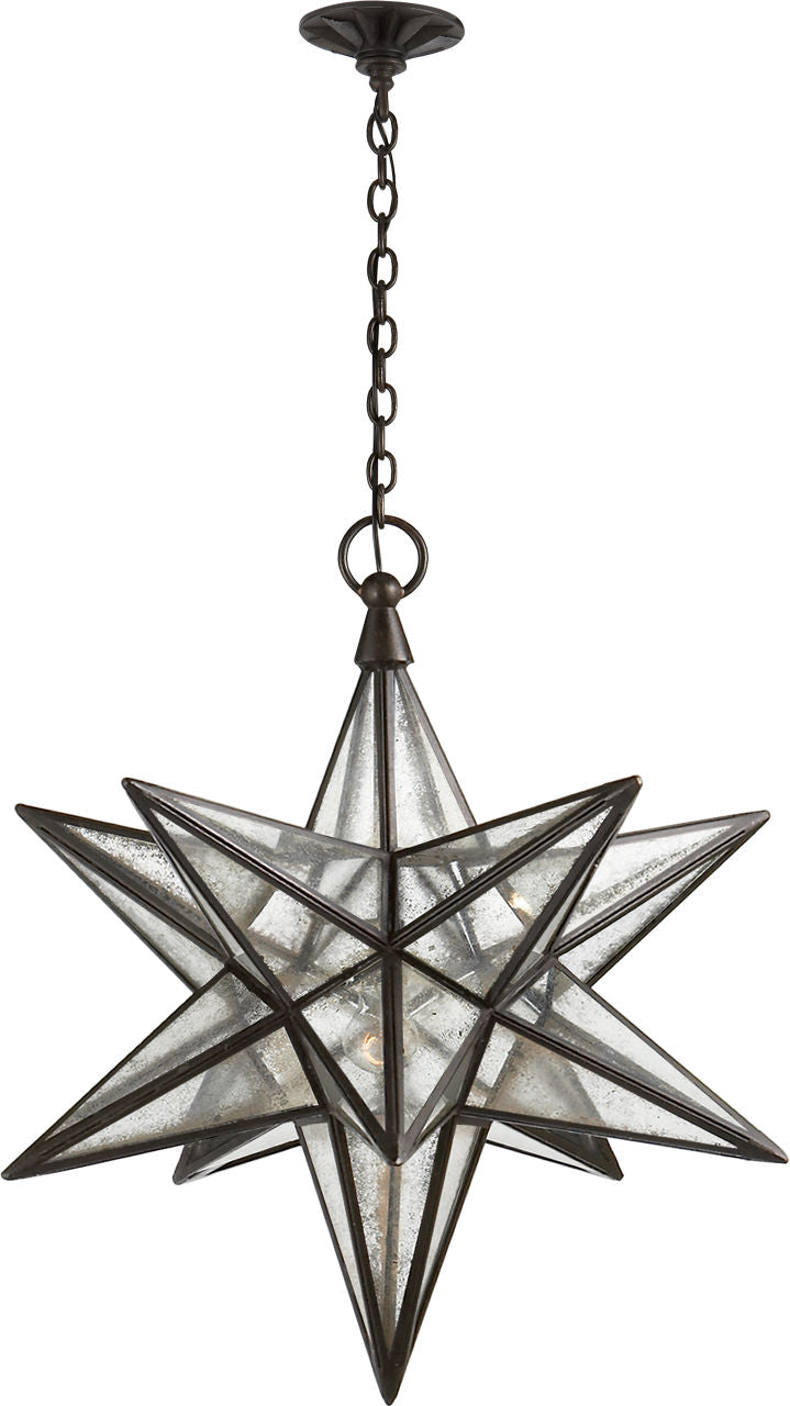 Moravian Large Star Lantern | Aged Iron | Antique Mirror