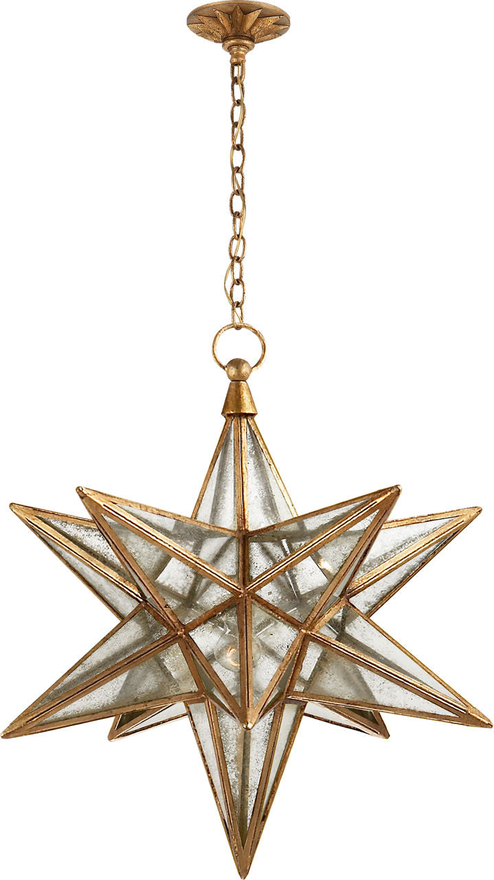 Moravian Large Star Lantern | Gilded Iron | Antique Mirror