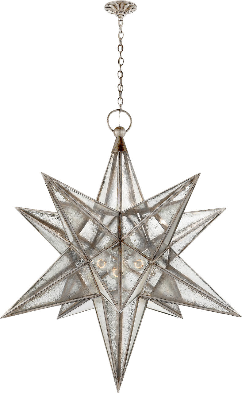 Moravian XL Star Lantern | Burnished Silver Leaf | Antique Mirror