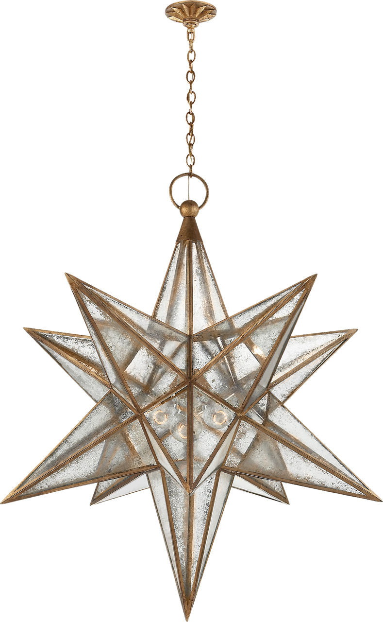 Moravian XL Star Lantern | Gilded Iron | Antique Mirror