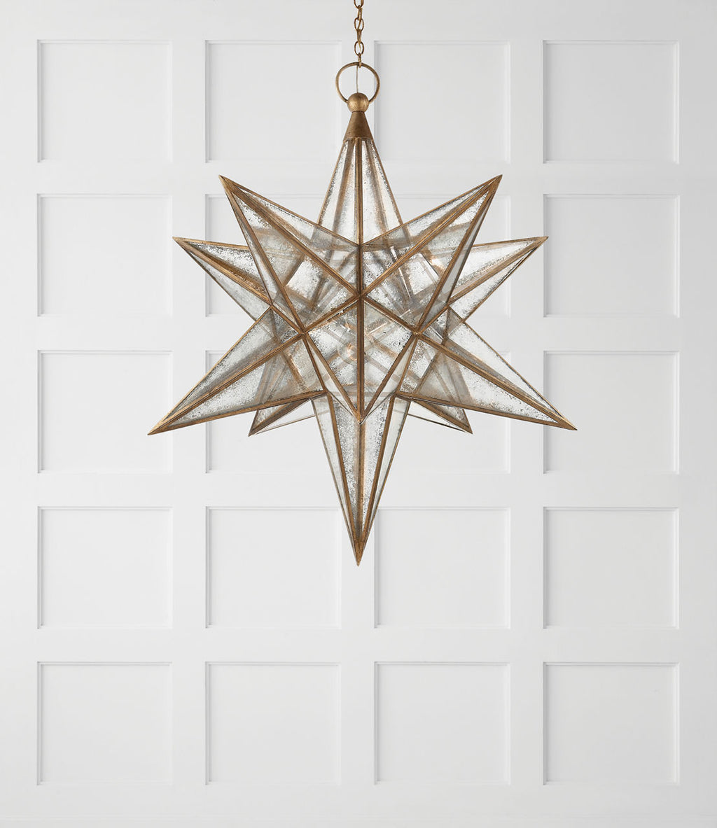 Moravian XL Star Lantern | Gilded Iron | Antique Mirror