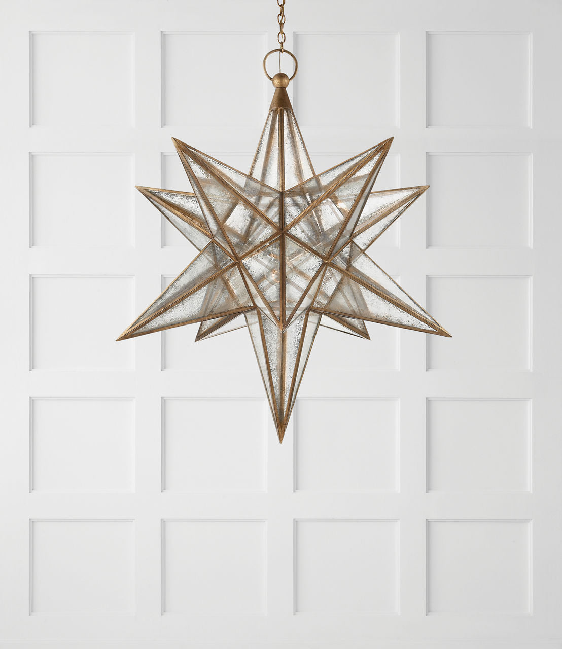 Moravian XL Star Lantern | Gilded Iron | Antique Mirror