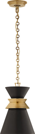 Alborg Small Stacked Pendant | Antique- Burnished Brass | Matte Black Shade