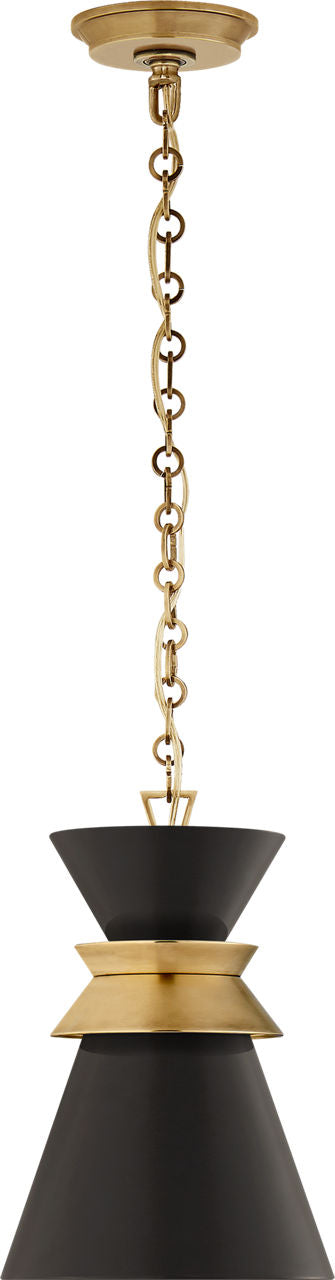 Alborg Small Stacked Pendant | Antique- Burnished Brass | Matte Black Shade