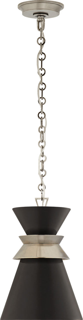 Alborg Small Stacked Pendant | Antique Nickel | Matte Black Shade