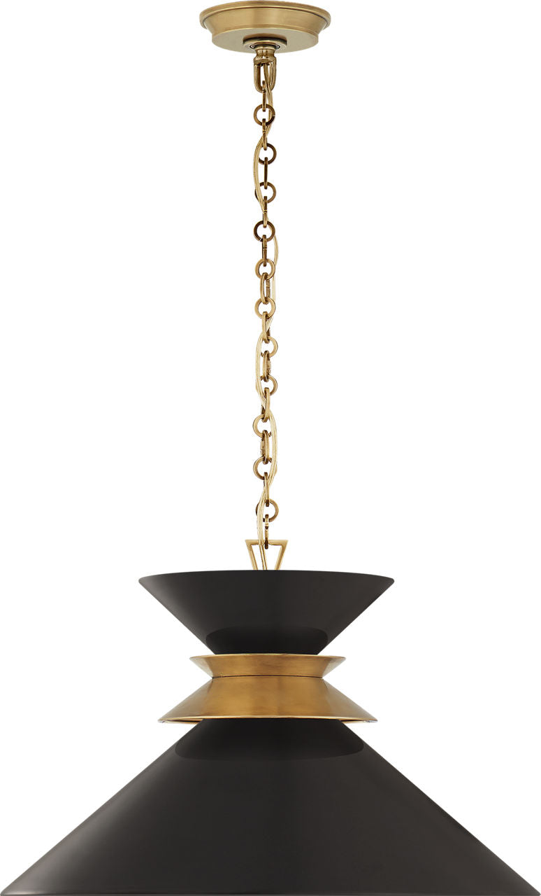 Alborg Large Stacked Pendant | Antique- Burnished Brass | Matte Black Shade
