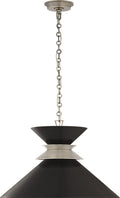 Alborg Large Stacked Pendant | Antique Nickel | Matte Black Shade