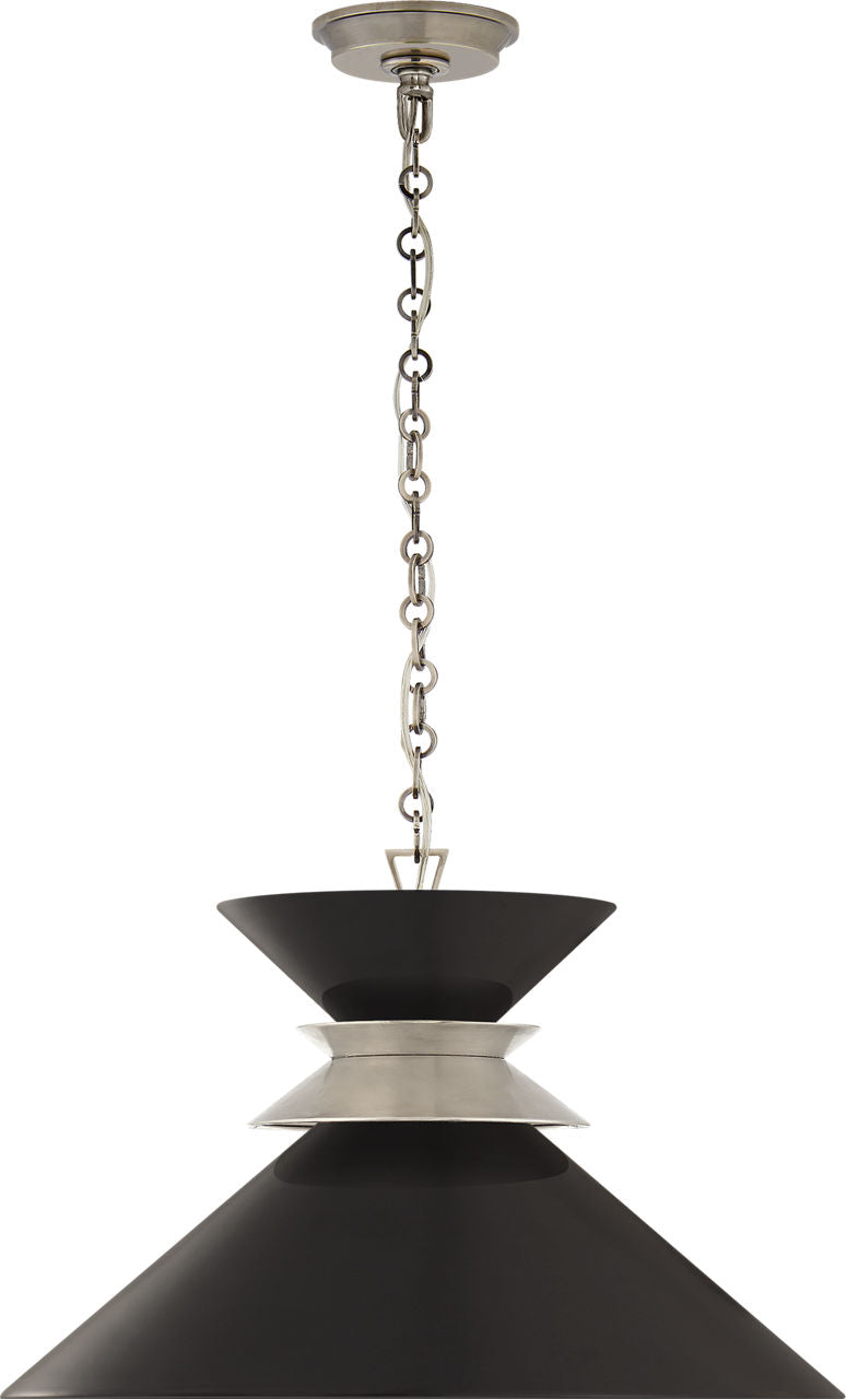 Alborg Large Stacked Pendant | Antique Nickel | Matte Black Shade