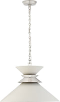 Alborg Large Stacked Pendant | Polished Nickel | Matte White Shade
