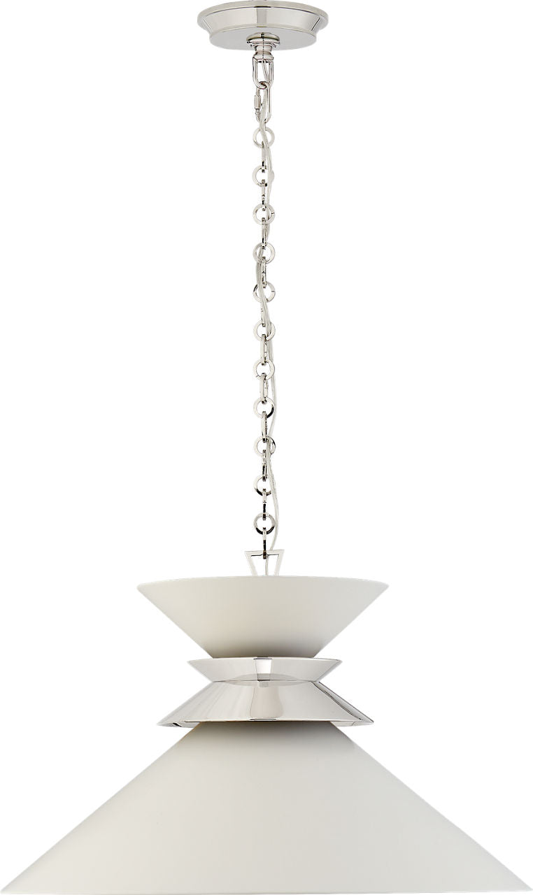 Alborg Large Stacked Pendant | Polished Nickel | Matte White Shade