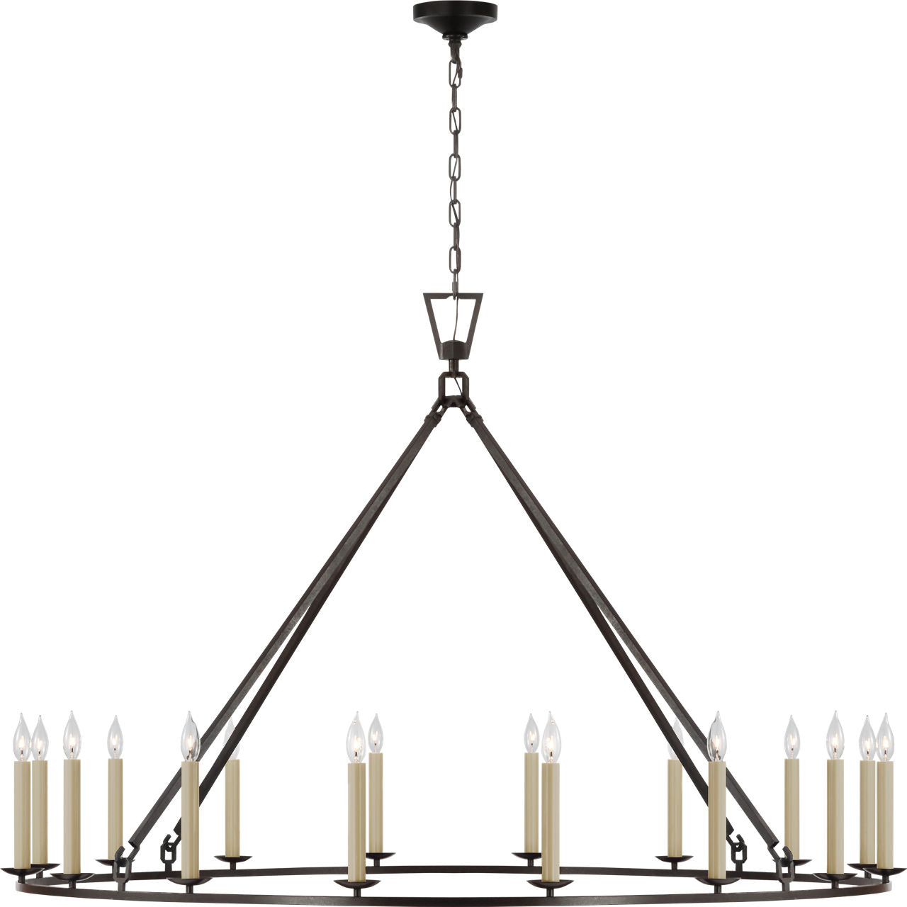 Darlana Oversized Single Ring Chandelier | Aged Iron