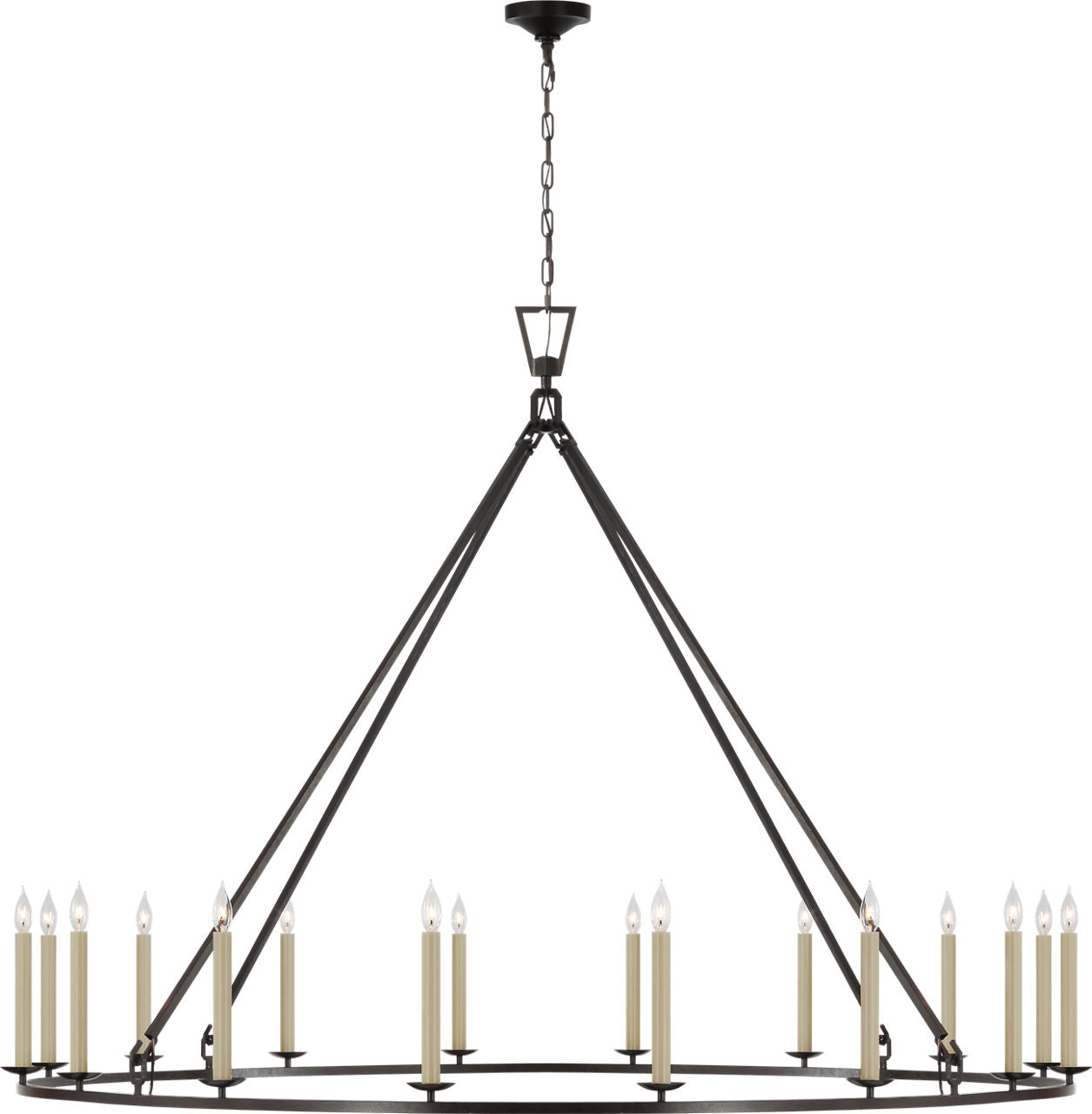 Darlana Grande Single Ring Chandelier | Aged Iron