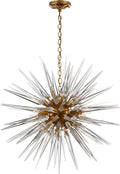 Quincy Medium Sputnik Chandelier | Antique-Burnished Brass | Clear Acrylic
