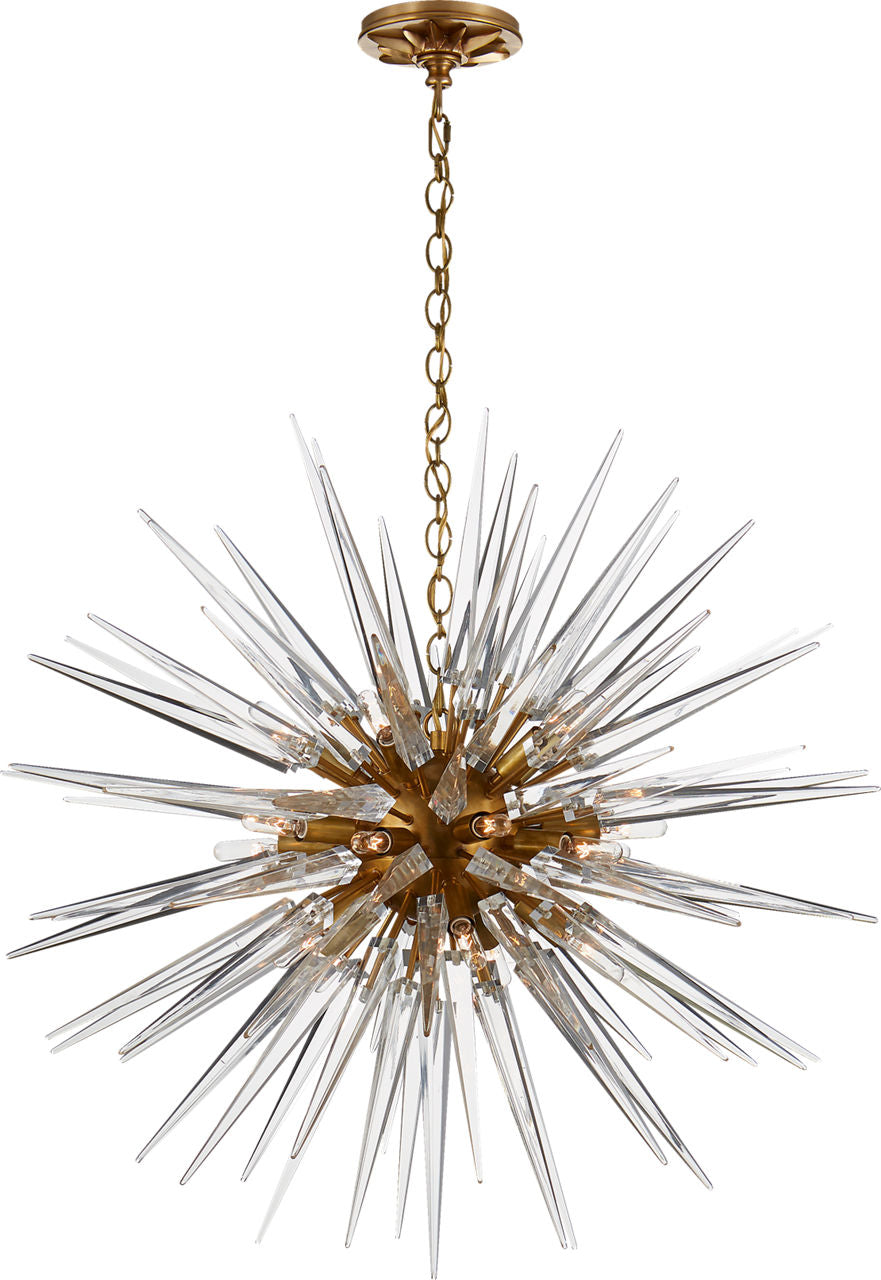 Quincy Medium Sputnik Chandelier | Antique-Burnished Brass | Clear Acrylic