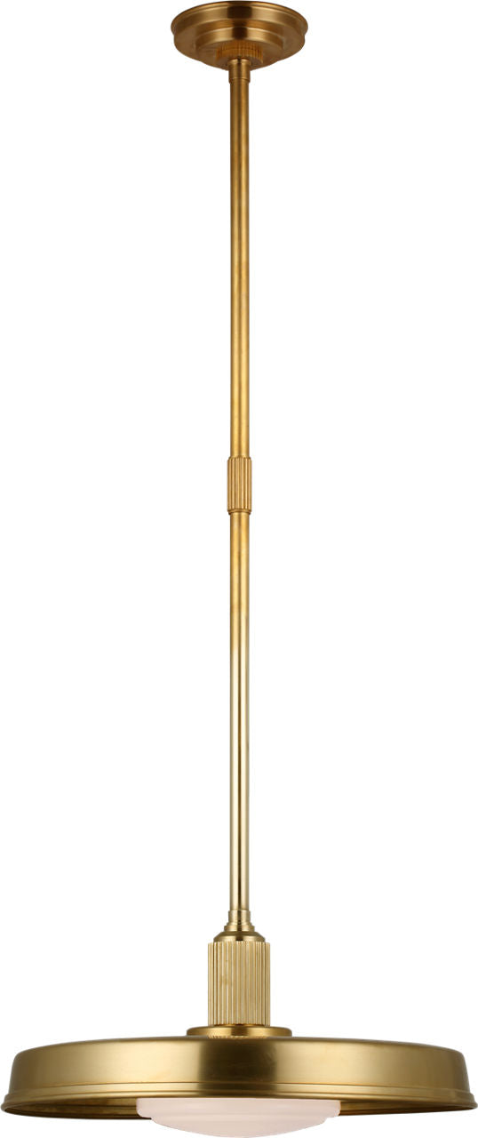 Ruhlmann 18" Factory Pendant | Antique-Burnished Brass | White Glass