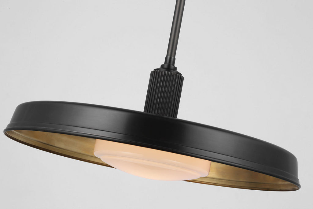 Ruhlmann 24" Factory Pendant | Bronze | White Glass and Brass Interior