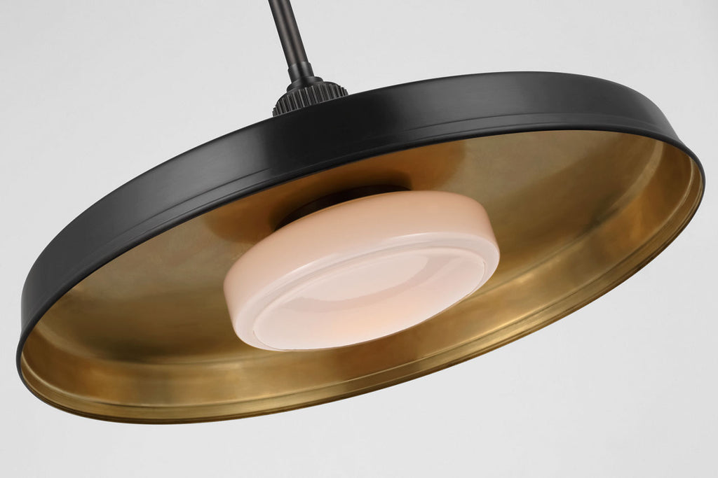 Ruhlmann 24" Factory Pendant | Bronze | White Glass and Brass Interior