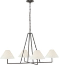 Ashton Extra Large Four Light Sculpted Chandelier | Aged Iron | Linen Shades