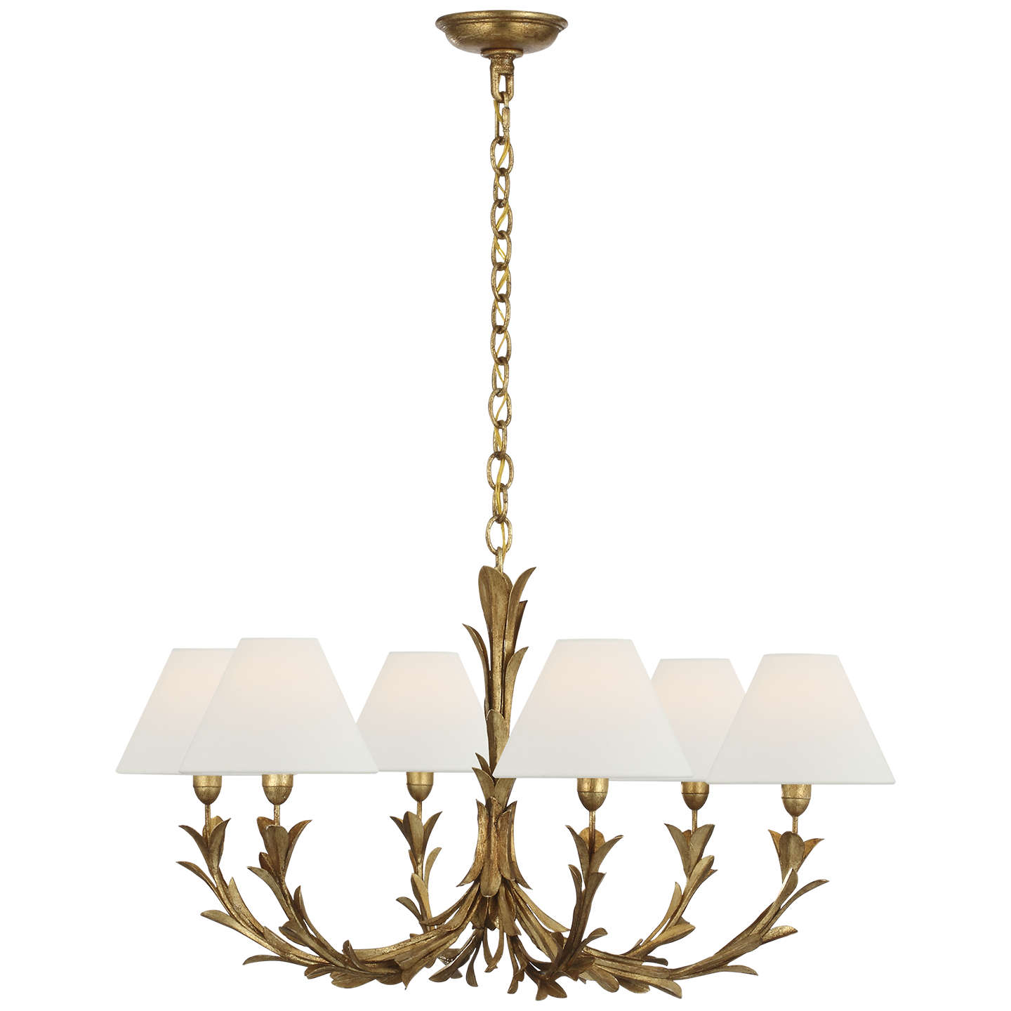 Provenz 32" 6 Light Chandelier | French Gild | Linen Shades