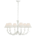 Provenz 32" 6 Light Chandelier | Plaster White | Linen Shades