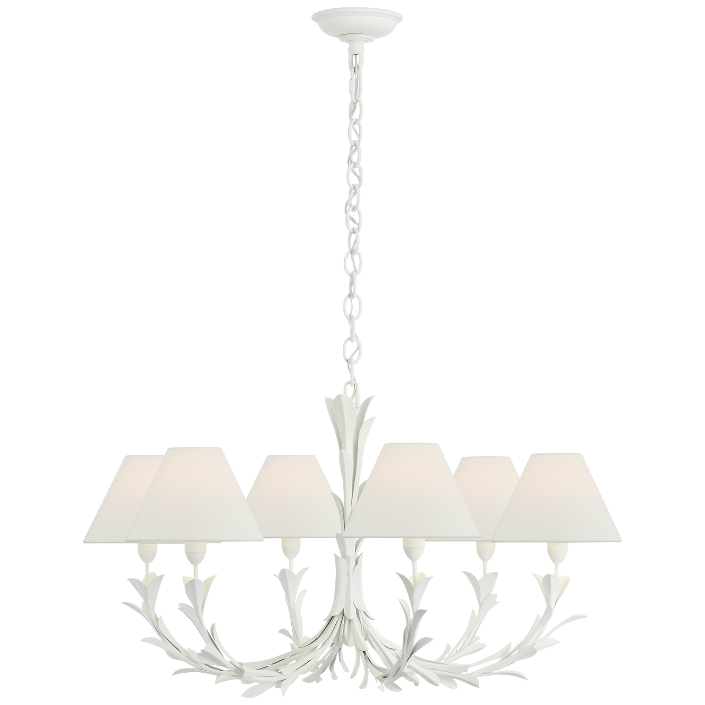Provenz 32" 6 Light Chandelier | Plaster White | Linen Shades