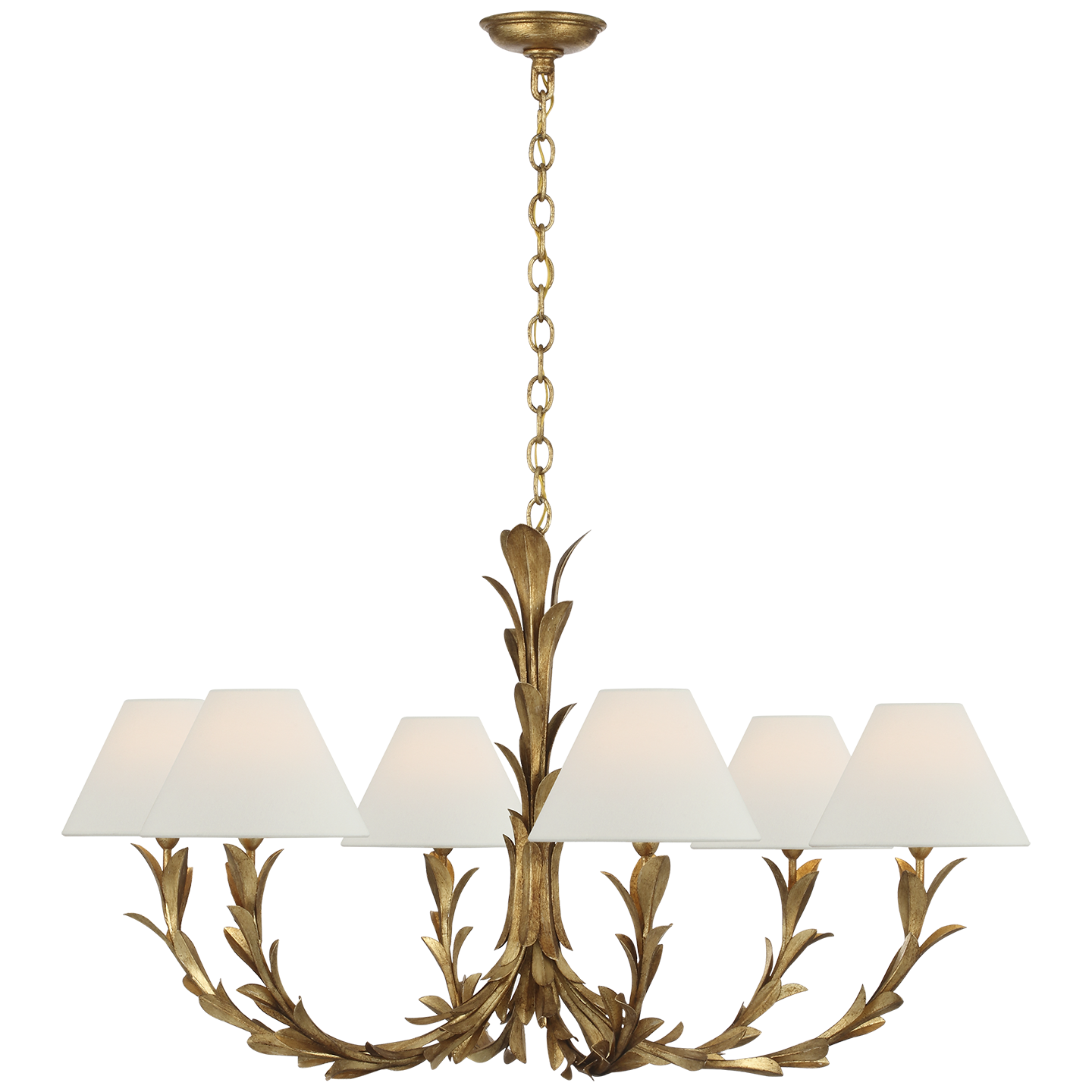Provenz 42" 6 Light Chandelier | French Gild | Linen Shades