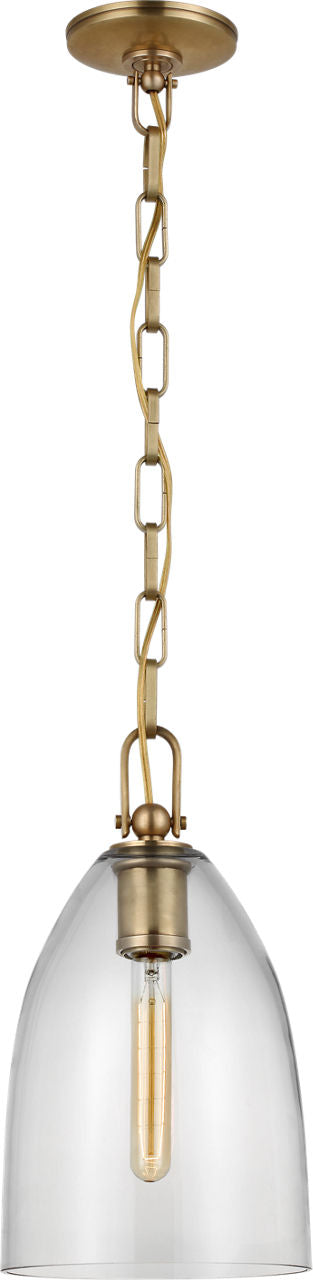 Andros Medium Pendant | Antique-Burnished Brass | Clear Glass