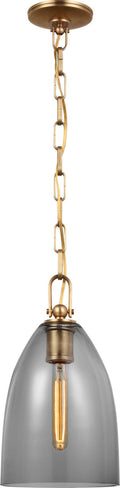 Andros Medium Pendant | Antique-Burnished Brass | Smoked Glass