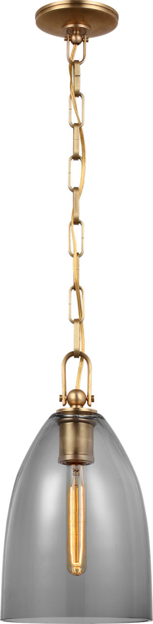 Andros Medium Pendant | Antique-Burnished Brass | Smoked Glass