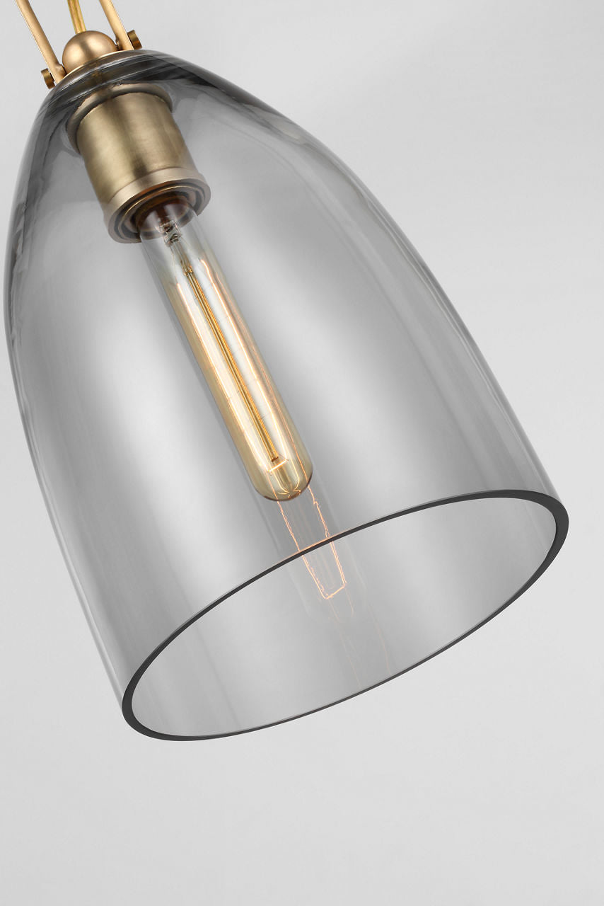 Andros Medium Pendant | Antique-Burnished Brass | Smoked Glass