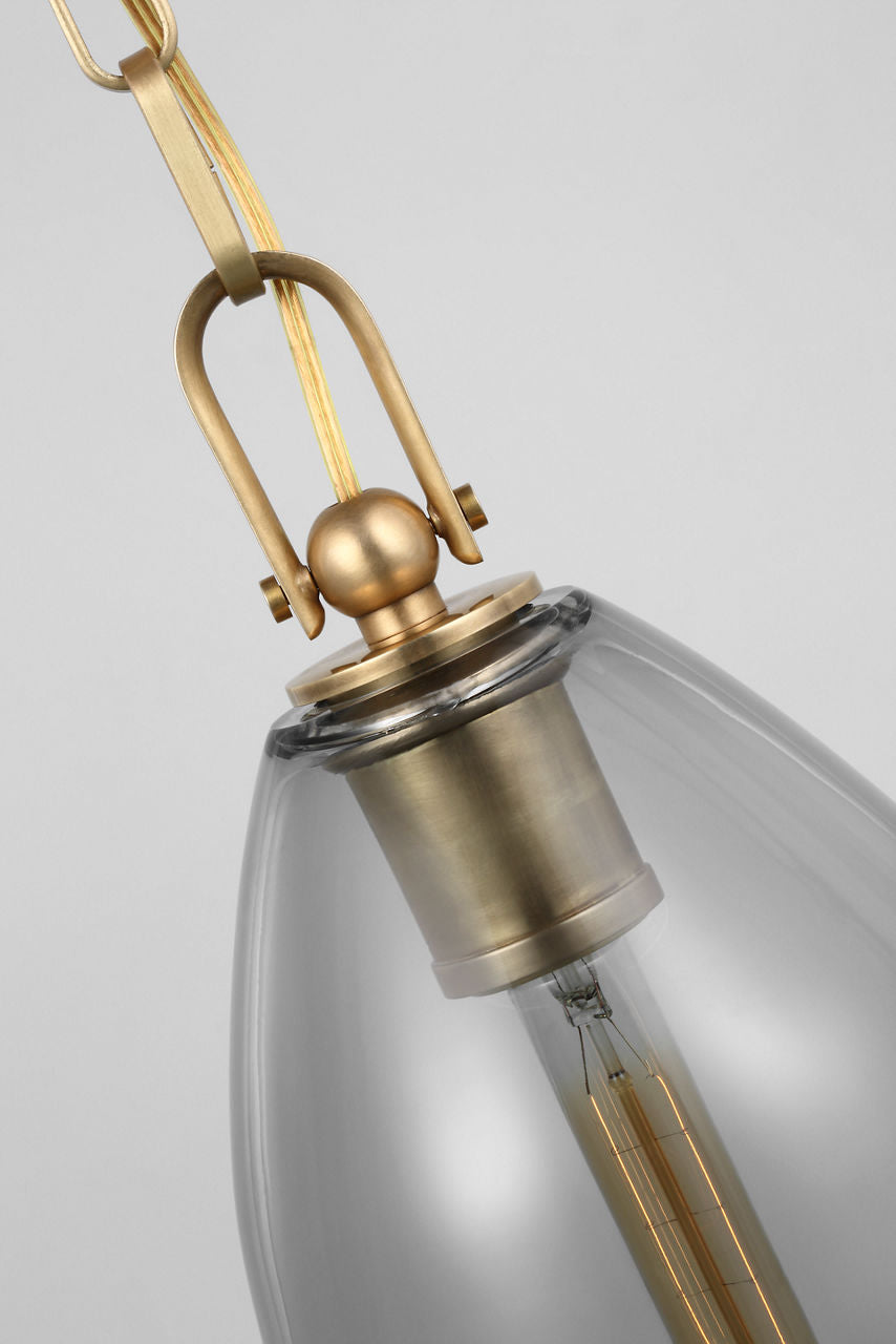 Andros Medium Pendant | Antique-Burnished Brass | Smoked Glass