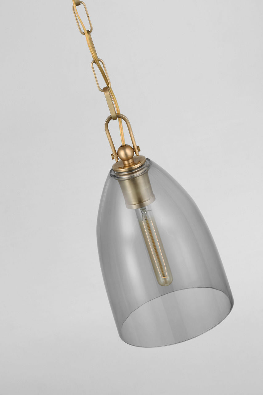 Andros Medium Pendant | Antique-Burnished Brass | Smoked Glass
