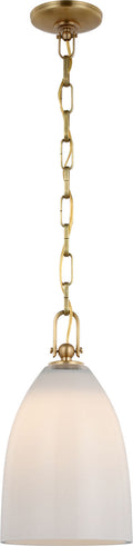 Andros Medium Pendant | Antique-Burnished Brass | White Glass