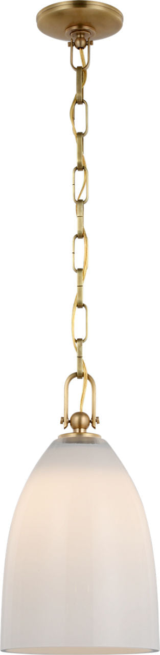 Andros Medium Pendant | Antique-Burnished Brass | White Glass