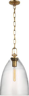 Andros Large Pendant | Antique-Burnished Brass | Clear Glass