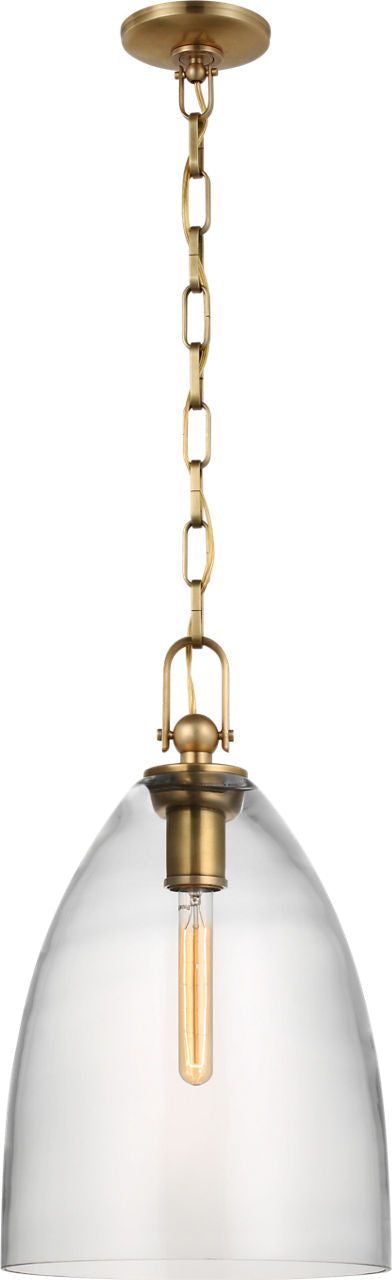 Andros Large Pendant | Antique-Burnished Brass | Clear Glass