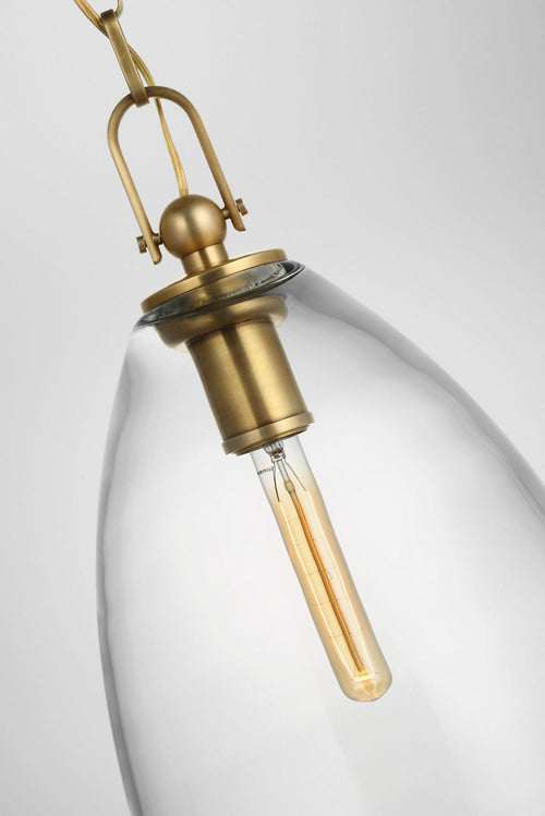 Andros Large Pendant | Antique-Burnished Brass | Clear Glass