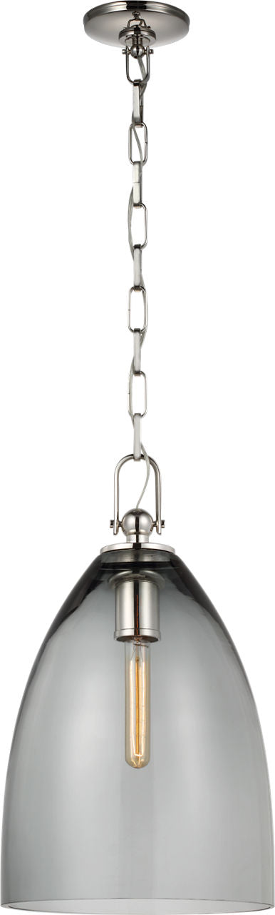 Andros Large Pendant | Polished Nickel | Smoked Glass