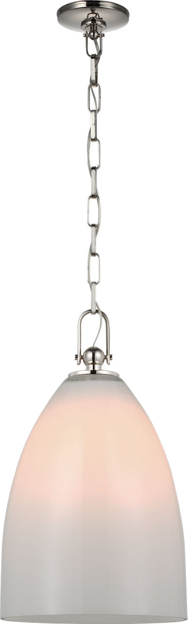 Andros Large Pendant | Polished Nickel | White Glass