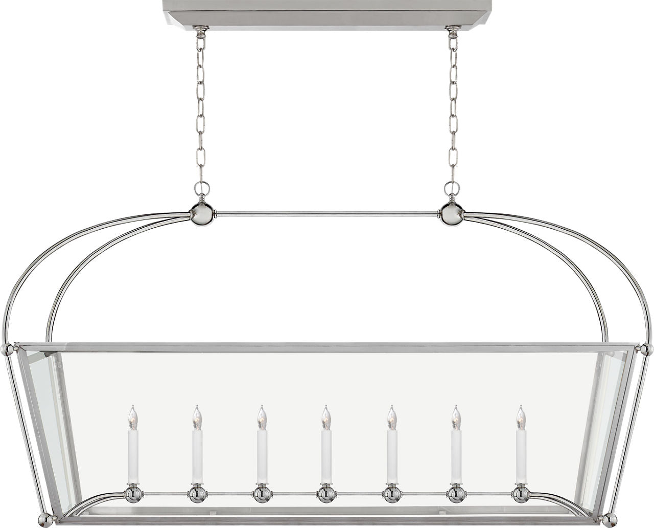Riverside Large Linear Pendant | Polished Nickel | Clear Glass