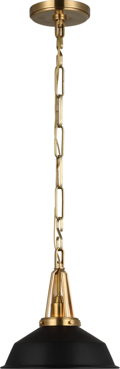 Layton 10" Pendant | Antique-Burnished Brass | Matte Black Shade