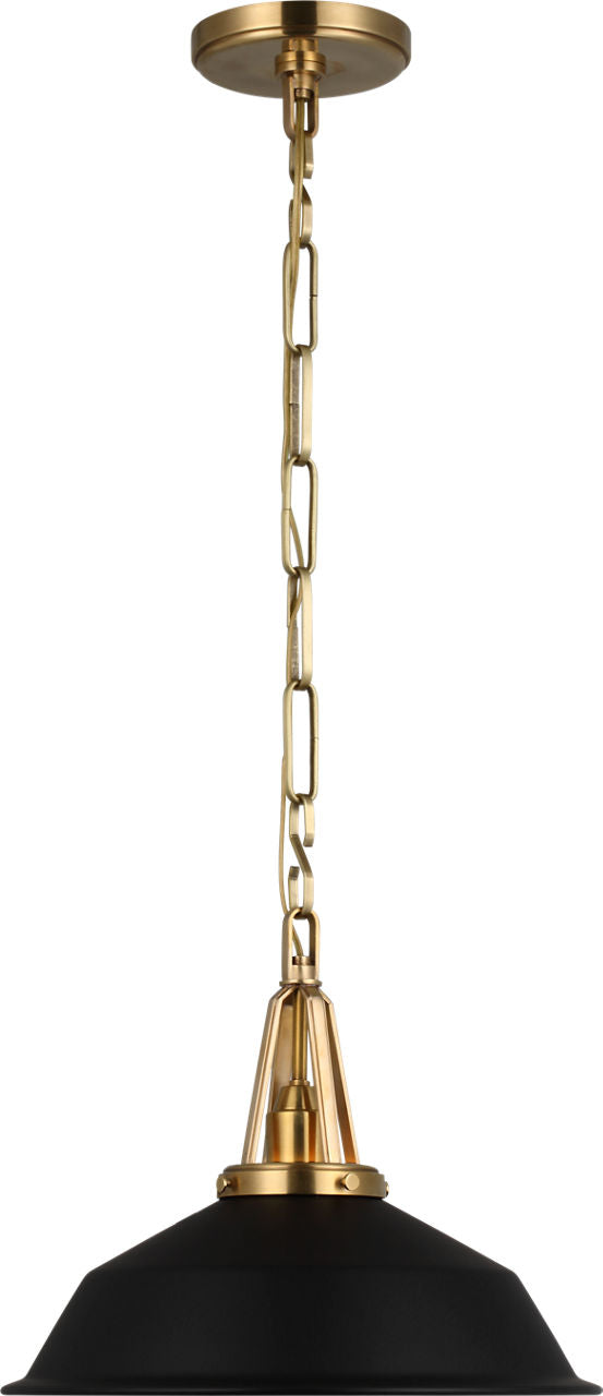 Layton 14" Pendant | Antique-Burnished Brass | Matte Black Shade