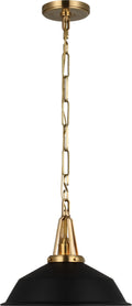 Layton 14" Pendant | Antique-Burnished Brass | Matte Black Shade
