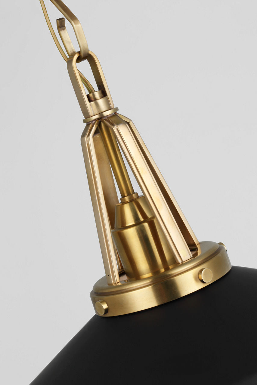 Layton 14" Pendant | Antique-Burnished Brass | Matte Black Shade