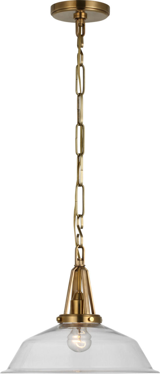 Layton 14" Pendant | Antique-Burnished Brass | Clear Glass