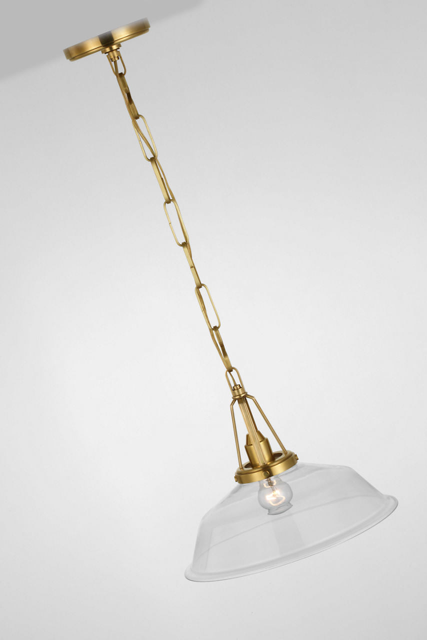 Layton 14" Pendant | Antique-Burnished Brass | Clear Glass