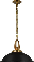 Layton 20" Pendant | Antique-Burnished Brass | Matte Black Shade